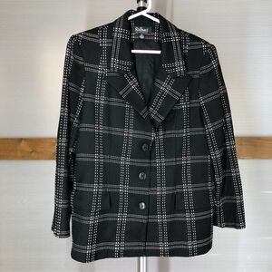 Raffinati LE COLLEZIONI Wool Cashmere Black White Blazer Sz 14